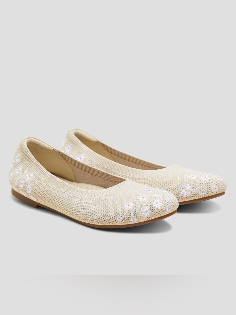 Vivaia Claire Daisy Round Flexible Comfort Old Money Knit Breathable Flats Sz 8